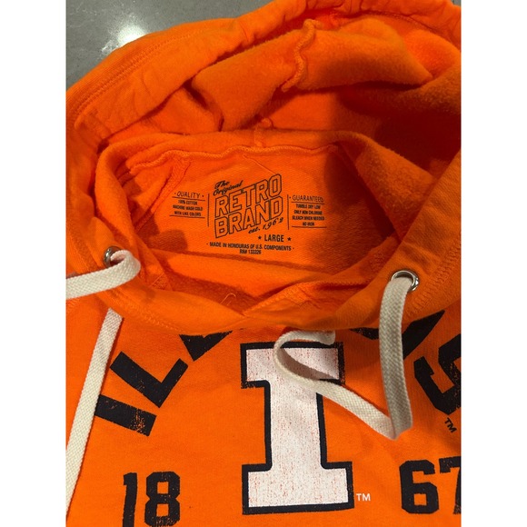 Retro Brand Illinois Orange Cropped Hoodie Sweatshirt Womans Large - Picture 4 of 4